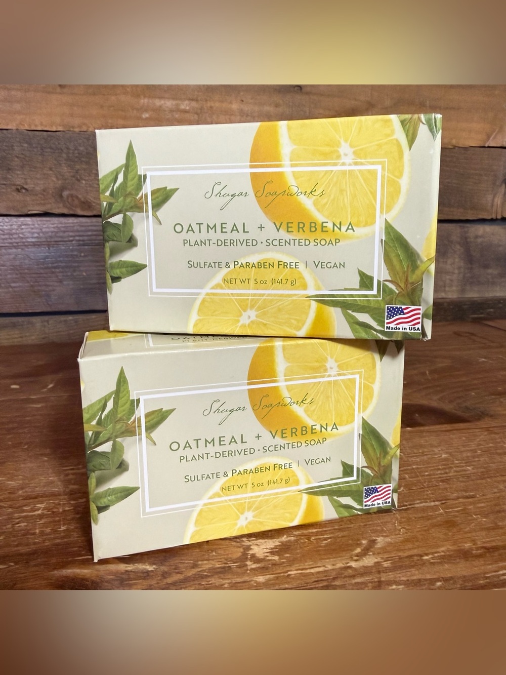 Shugar Soapworks Oatmeal + Verbena Plant-Derived Scented Soap 2 Bars Each 5 Oz